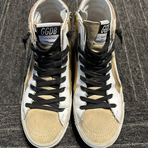 Don’t buy. Doing a trade. GGDBs 37/7 EUC Rose gold and Gunmetal slides